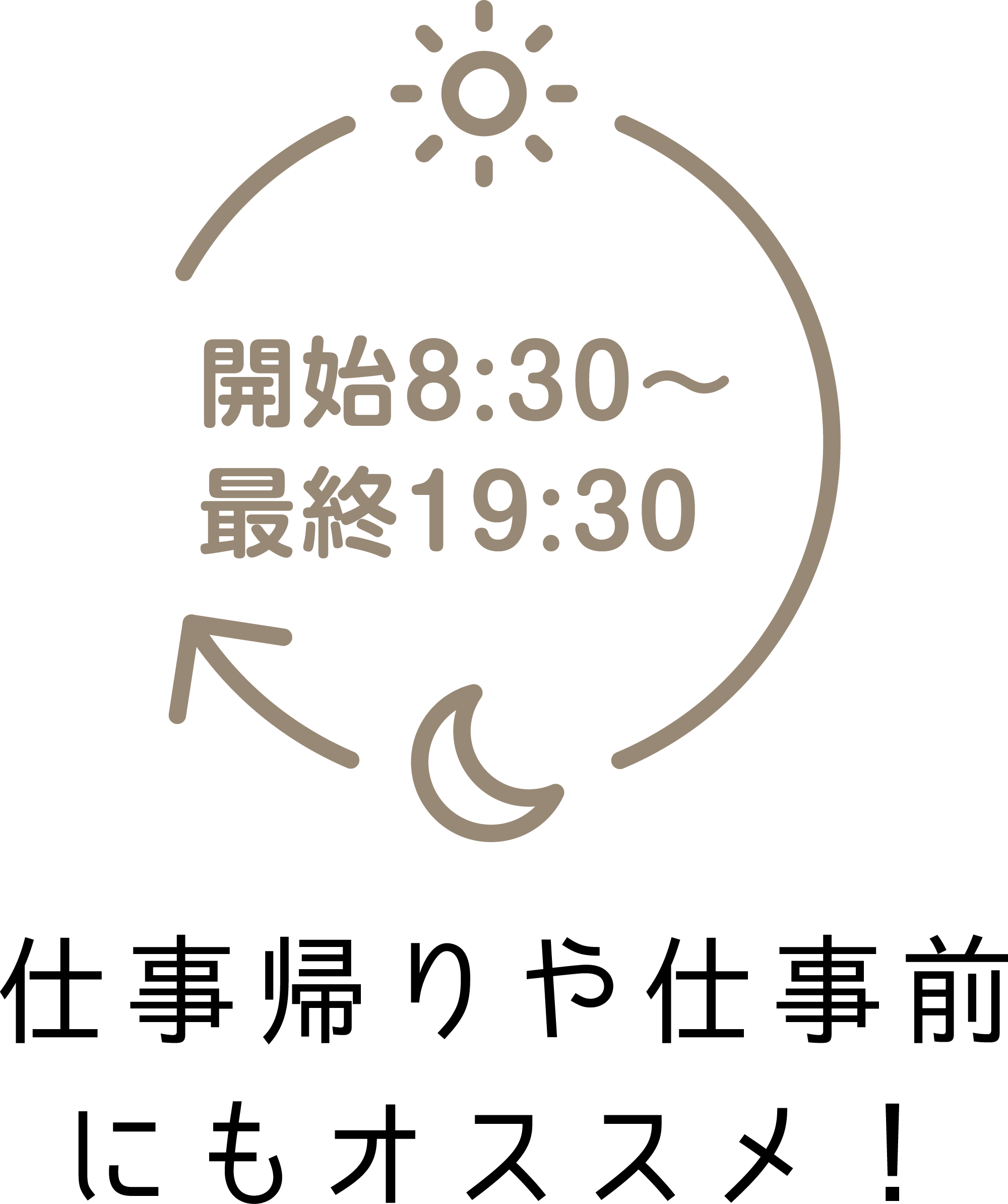 レッスン開始8時30分、最終19時30分