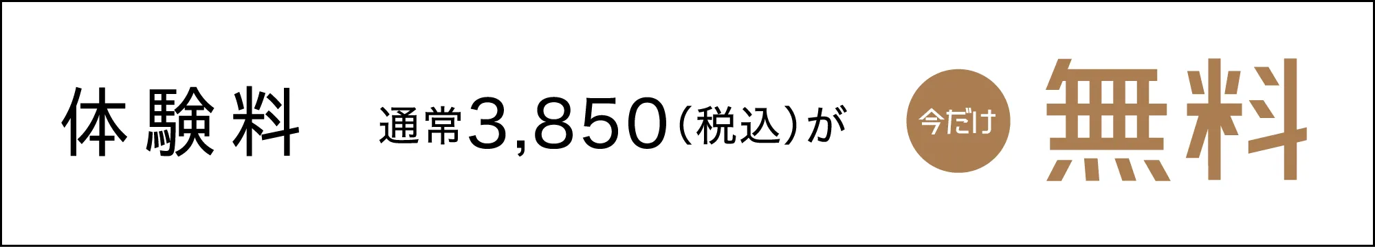 体験料 通常3,850円（税込）が今だけ無料